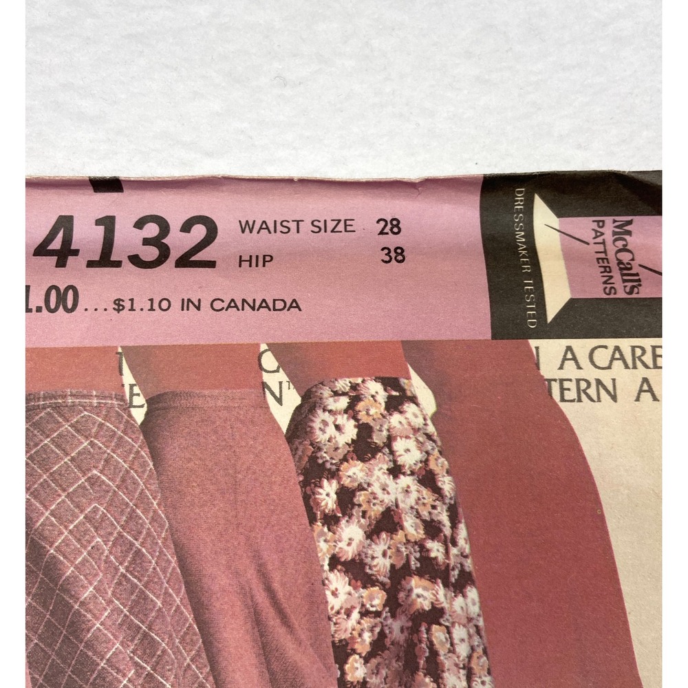 Vintage 1974 McCalls 4132 Sewing Pattern Misses Bias Skirt 6 Lengths Waist 28